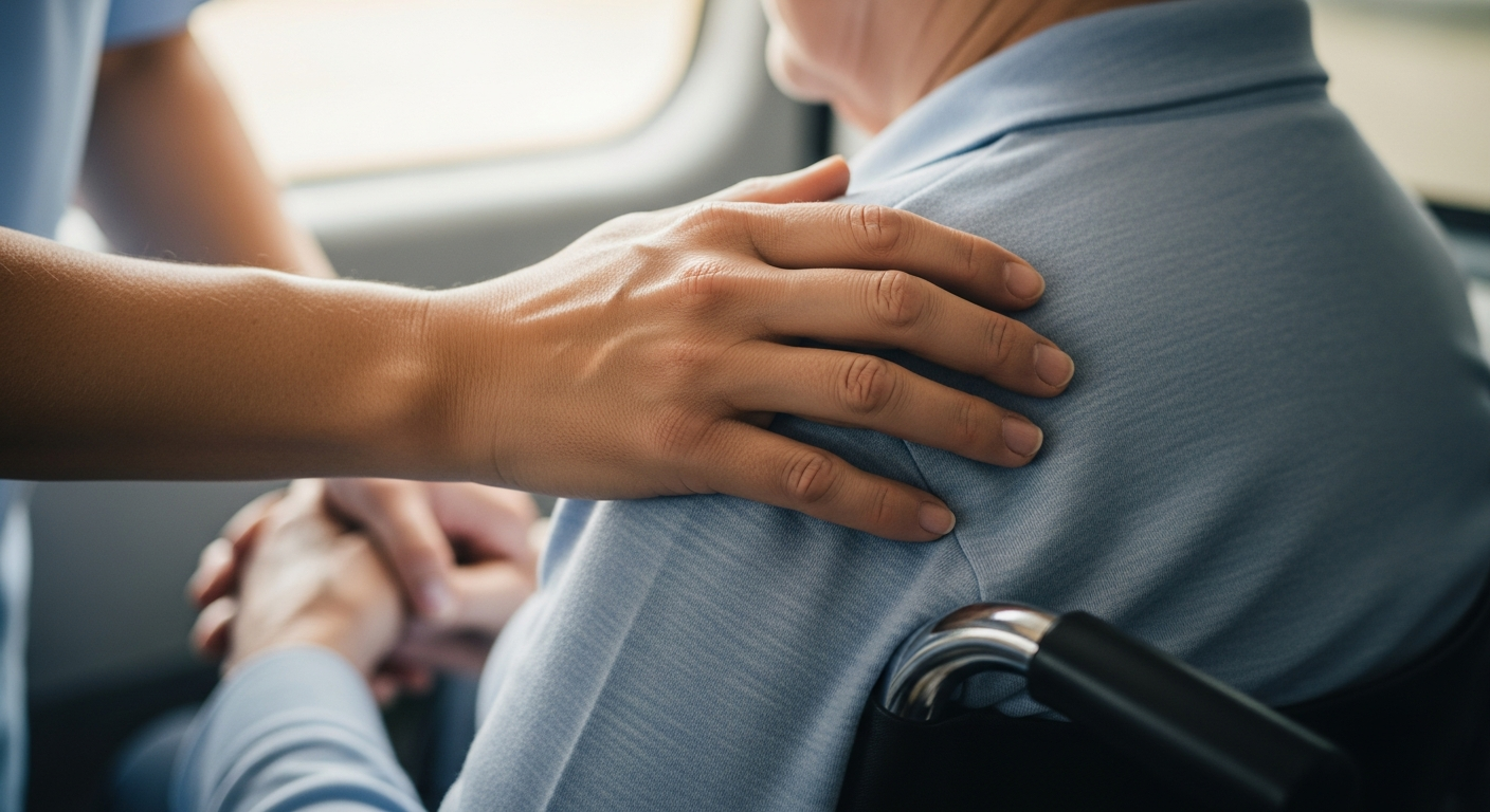 Caregiver reassuring a patient